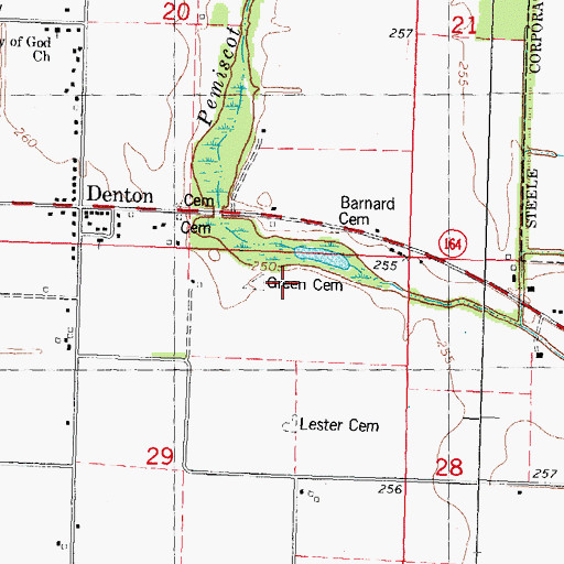 Topographic Map of Green Church (historical), MO