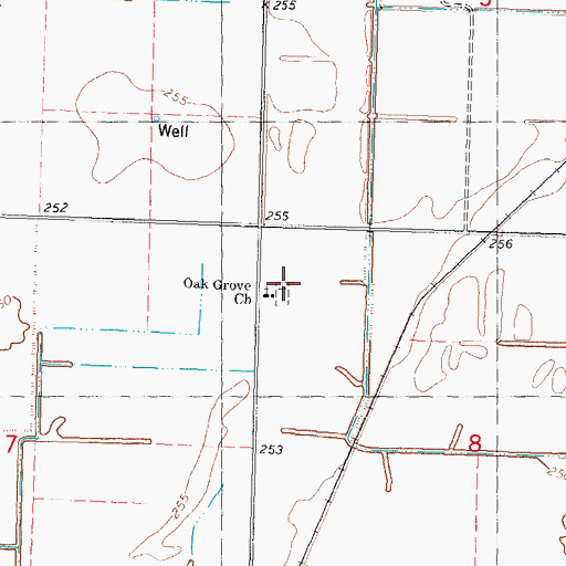 Topographic Map of Oak Grove Cemetery, MO