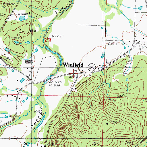 Topographic Map of Winfield, AR