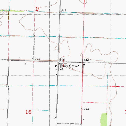 Topographic Map of Saint Paul Church (historical), MO