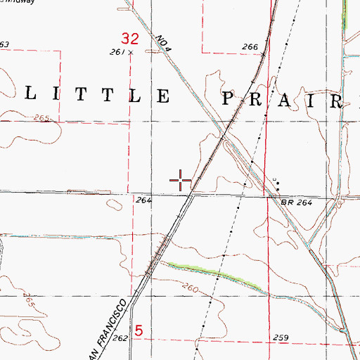 Topographic Map of Grassy Bayou, MO