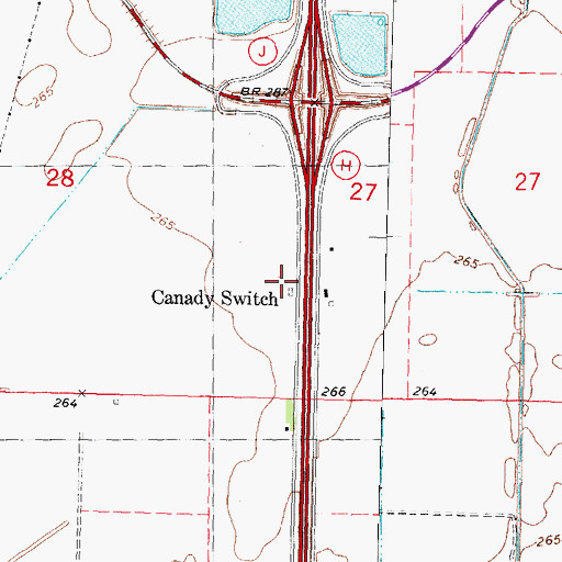 Topographic Map of Canaday Switch School, MO