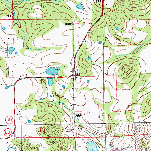 Topographic Map of Vine Hill School (historical), MO