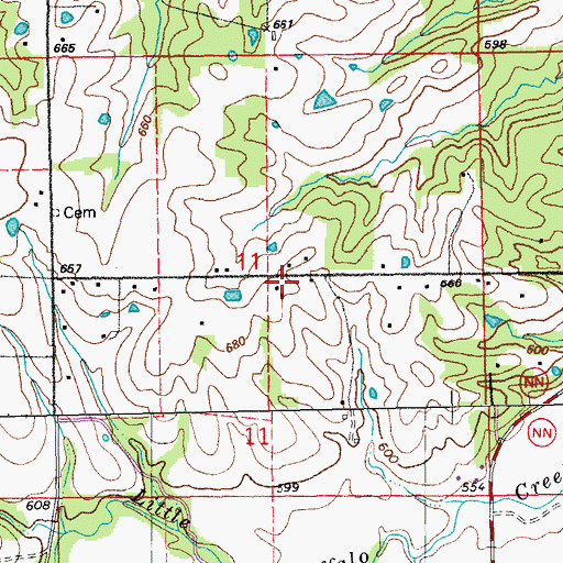 Topographic Map of Hickory Grove School (historical), MO