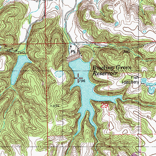 Topographic Map of Buckner Hollow School (historical), MO