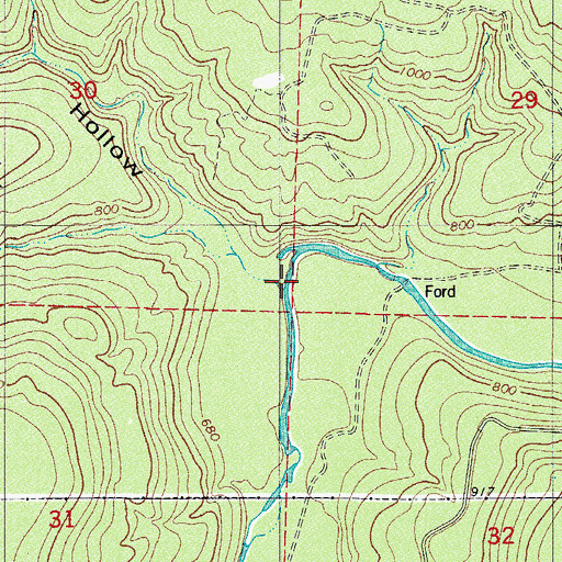 Topographic Map of Winter Hollow, AR