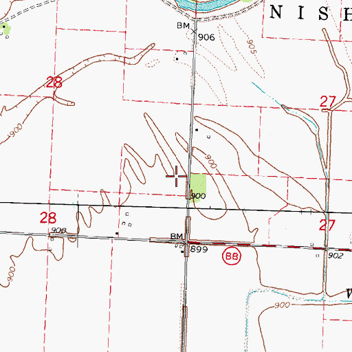 Topographic Map of Belleview School (historical), MO