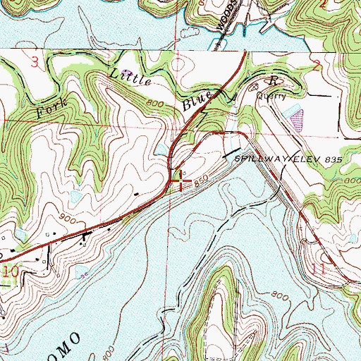 Topographic Map of Jackson County Park Headquarters, MO