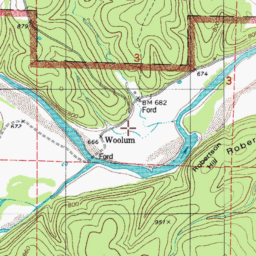 Topographic Map of Woolum, AR