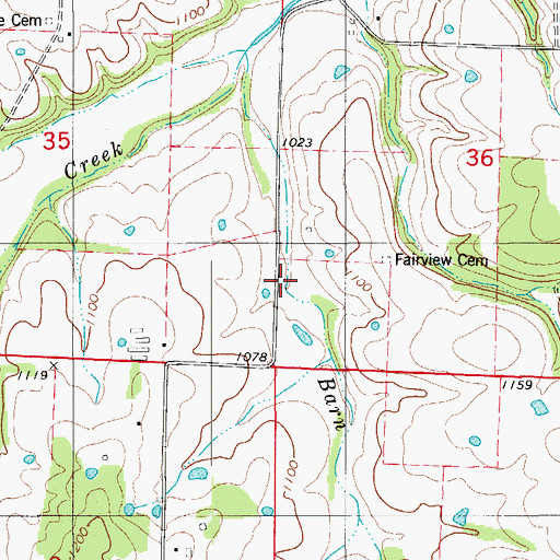 Topographic Map of Fairview Church (historical), MO