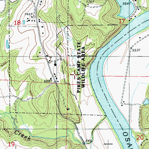 Topographic Map of Pikes Camp State Wildlife Area, MO