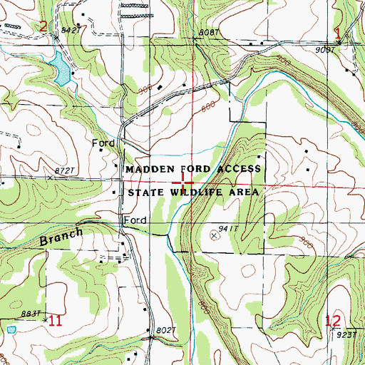 Topographic Map of Madden Ford Access State Wildlife Area, MO