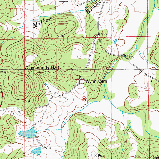 Topographic Map of Wynn Cemetery, MO