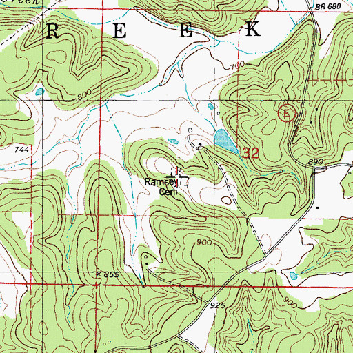 Topographic Map of Ramsey Cemetery, MO