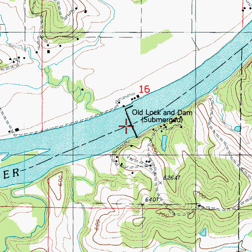 Topographic Map of Old Lock and Dam (historical), MO