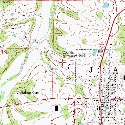 Topographic Map of Maries County Memorial Park, MO