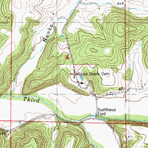 Topographic Map of Third Creek Cemetery, MO