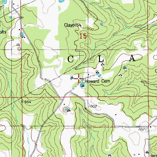 Topographic Map of Howard Cemetery, MO