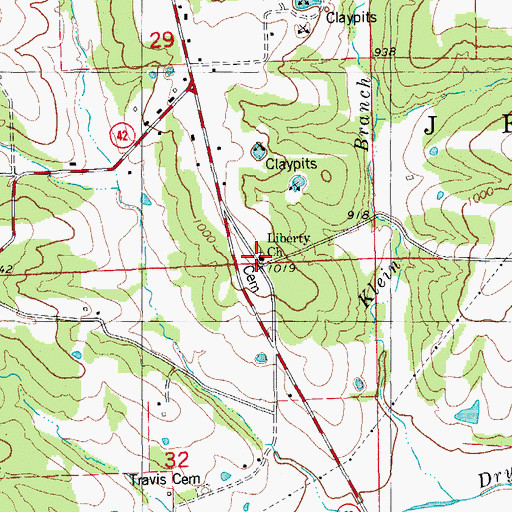 Topographic Map of Liberty Church, MO