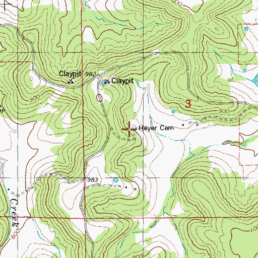 Topographic Map of Heyer Cemetery, MO
