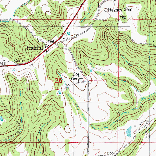 Topographic Map of Cox Cemetery, MO