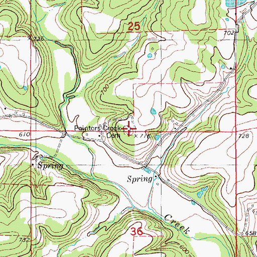 Topographic Map of Pointers Creek Cemetery, MO
