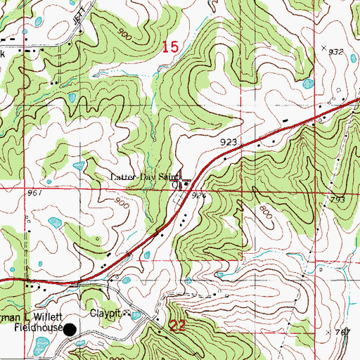 Topographic Map of Latter Day Saints Church, MO