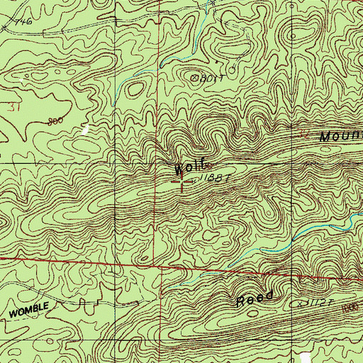 Topographic Map of Wolf Mountain, AR