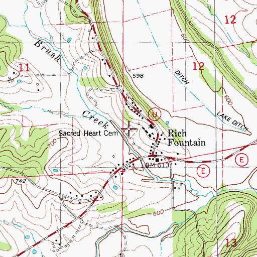 Topographic Map of Sacred Heart Cemetery, MO