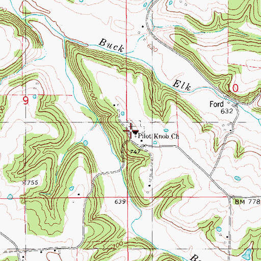 Topographic Map of Pilot Knob Church, MO