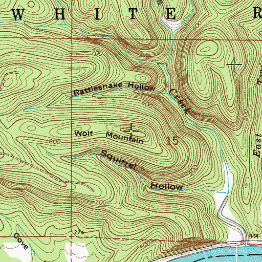 Topographic Map of Wolf Mountain, AR