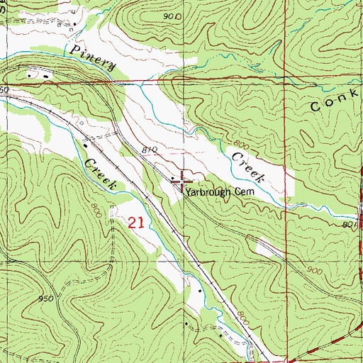 Topographic Map of Yarbrough Cemetery, MO