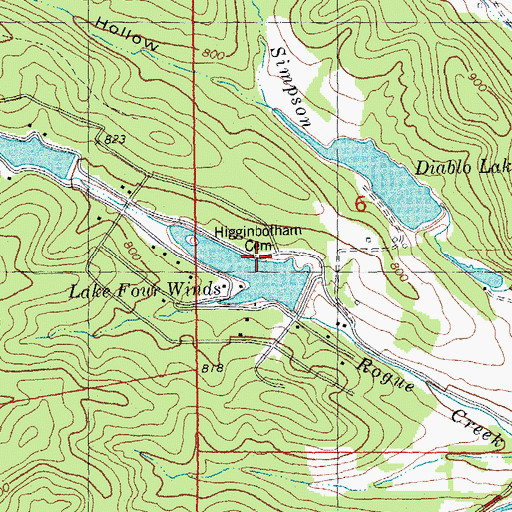 Topographic Map of Higginbotham Cemetery, MO