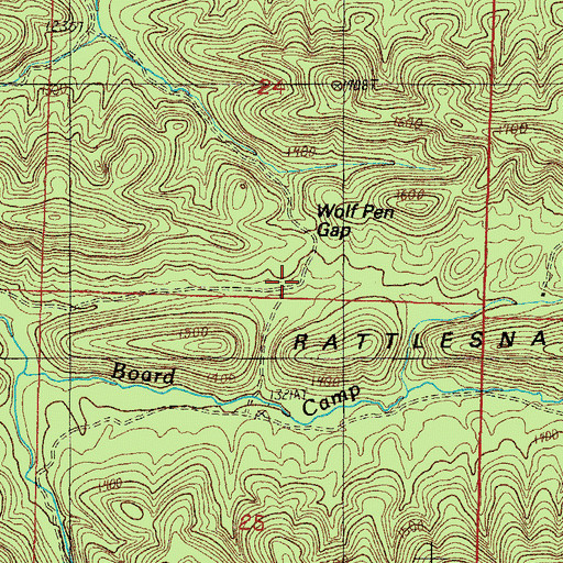 Topographic Map of Wolf Pen Gap, AR