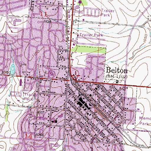 Topographic Map of Twin Oaks Shopping Center, MO
