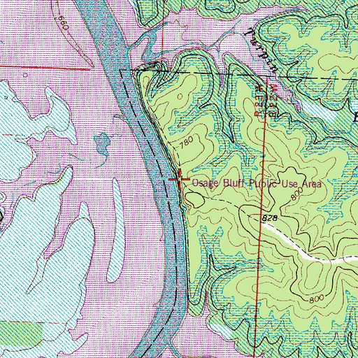 Topographic Map of Osage Bluff Public Use Area, MO