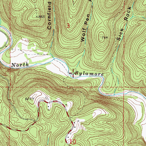 Topographic Map of Wolf Pen Hollow, AR