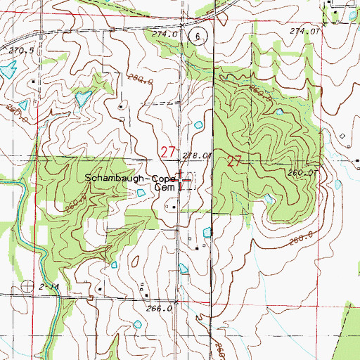 Topographic Map of Schambaugh-Cope Cemetery, MO