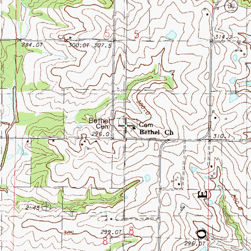 Topographic Map of Bethel Cemetery, MO