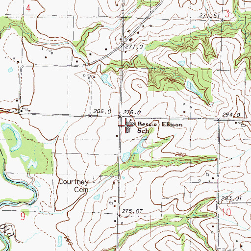 Topographic Map of Bessie Ellison Elementary School, MO