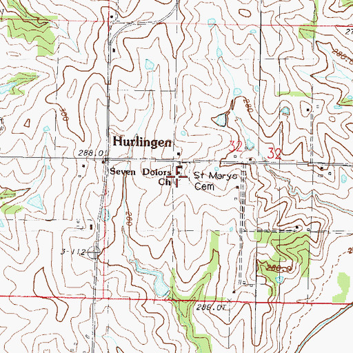Topographic Map of Saint Marys Cemetery, MO