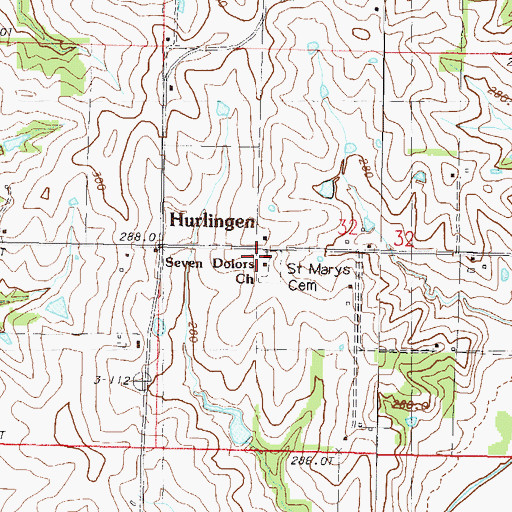 Topographic Map of Seven Dolors Church, MO