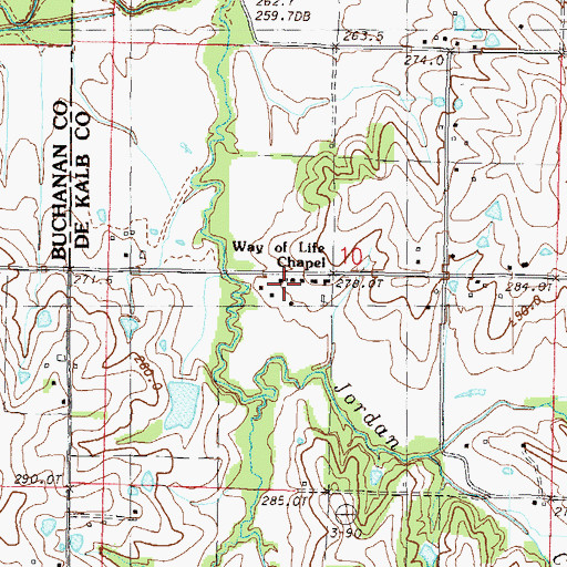 Topographic Map of Way of Life Chapel, MO