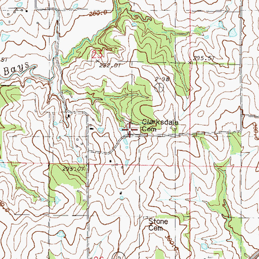 Topographic Map of Clarksdale Cemetery, MO