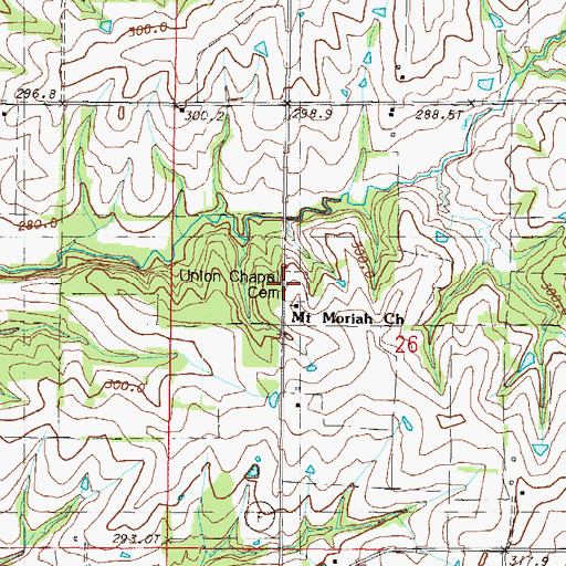 Topographic Map of Union Chapel Cemetery, MO