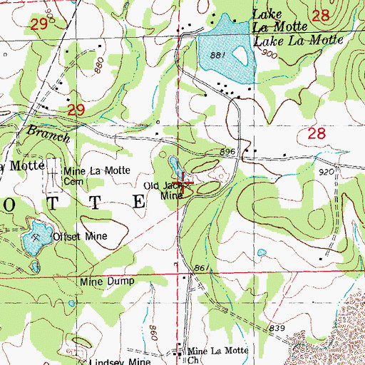 Topographic Map of Old Jack Mine, MO