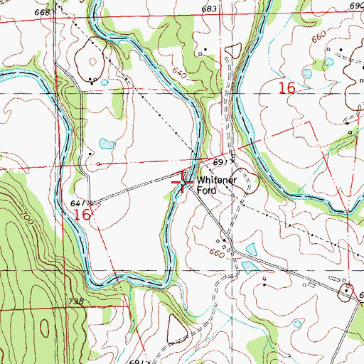 Topographic Map of Whitener Ford, MO