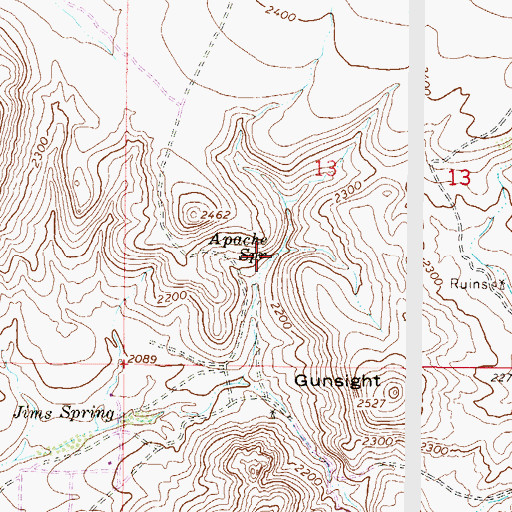 Topographic Map of Apache Spring, AZ