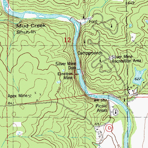 Topographic Map of Einstein Mine, MO