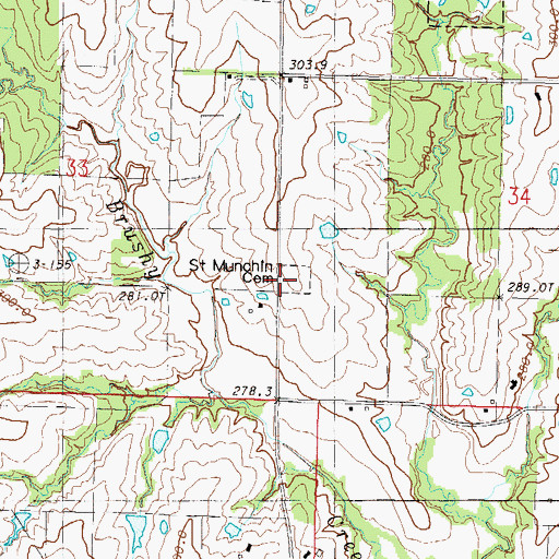Topographic Map of Saint Munchin Cemetery, MO